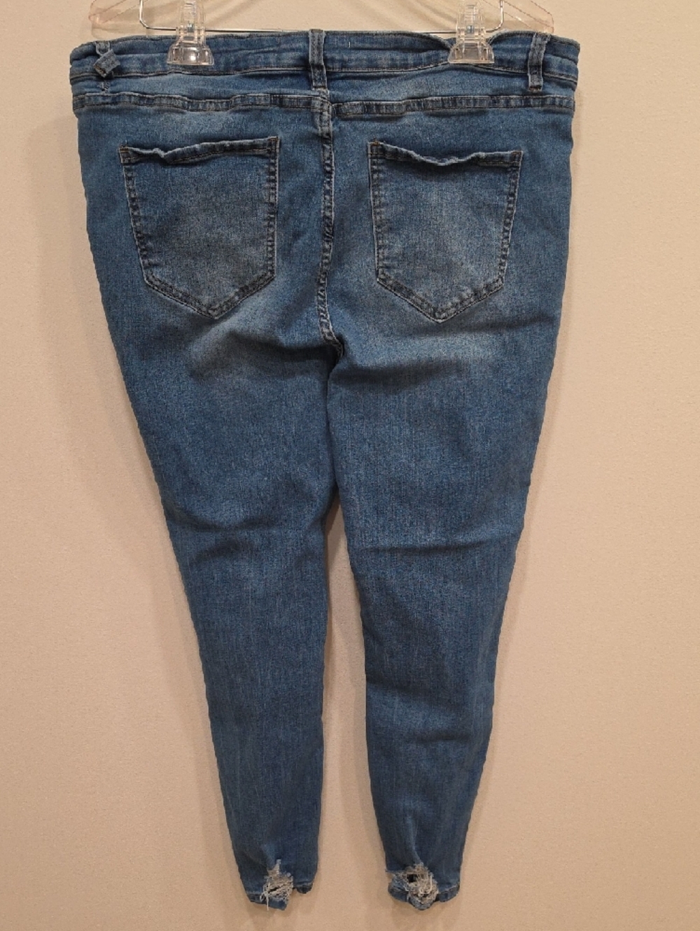 Distressed Skinny Jeans in Medium Blue - Picture 4 of 6